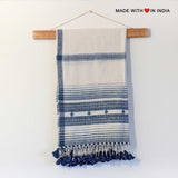 Wagad — Handmade Indigenous Khaadi Cotton Scarf in Ivory & Indigo - Made with Love in India